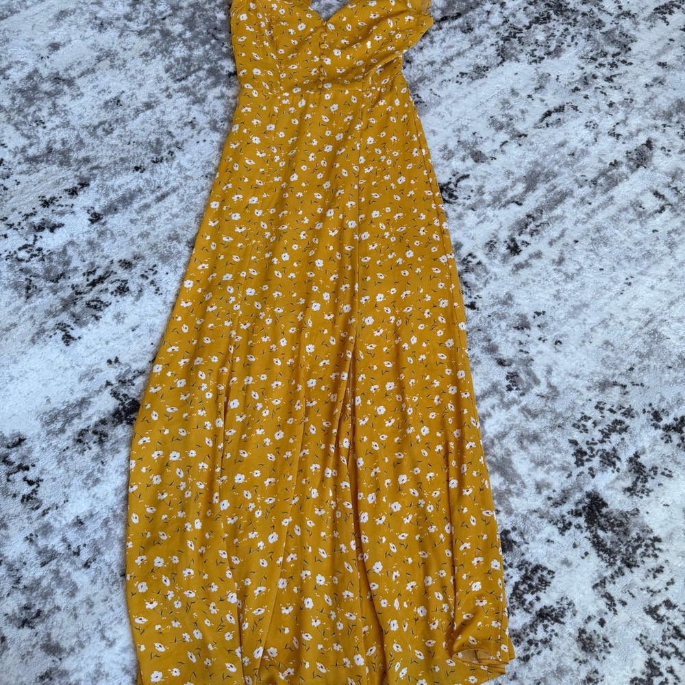 Lulu's Yellow Floral Maxi Dress